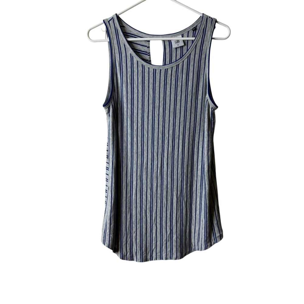 Cabi 5569 Gray Blue Striped Sleeveless Tank Top